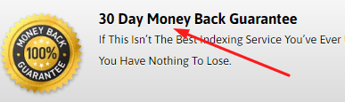 Backlinks Indexer Money back guarantee