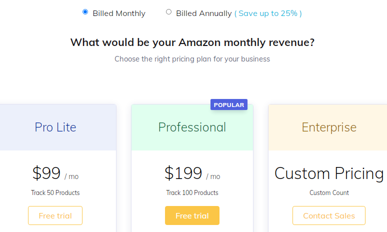 SellerApp Amazon Sellers Monthly Plans Pricing